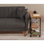 Hanah Home Mesa Auxiliar Industrial Tablero Melamina Pino Atlántico y Negro 70x63x76 cm